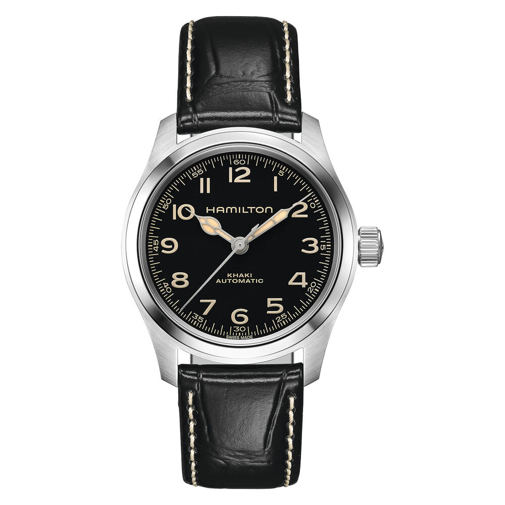 Hamilton Khaki Field "Murph" 38mm Black Dial Black Leather Strap Watch