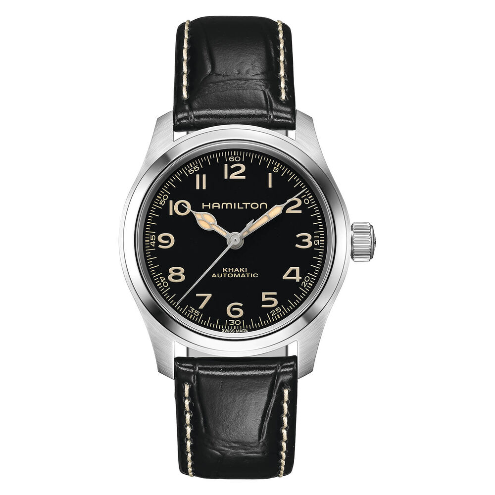 Hamilton Khaki Field "Murph" 38mm Black Dial Leather Strap Watch image number 0