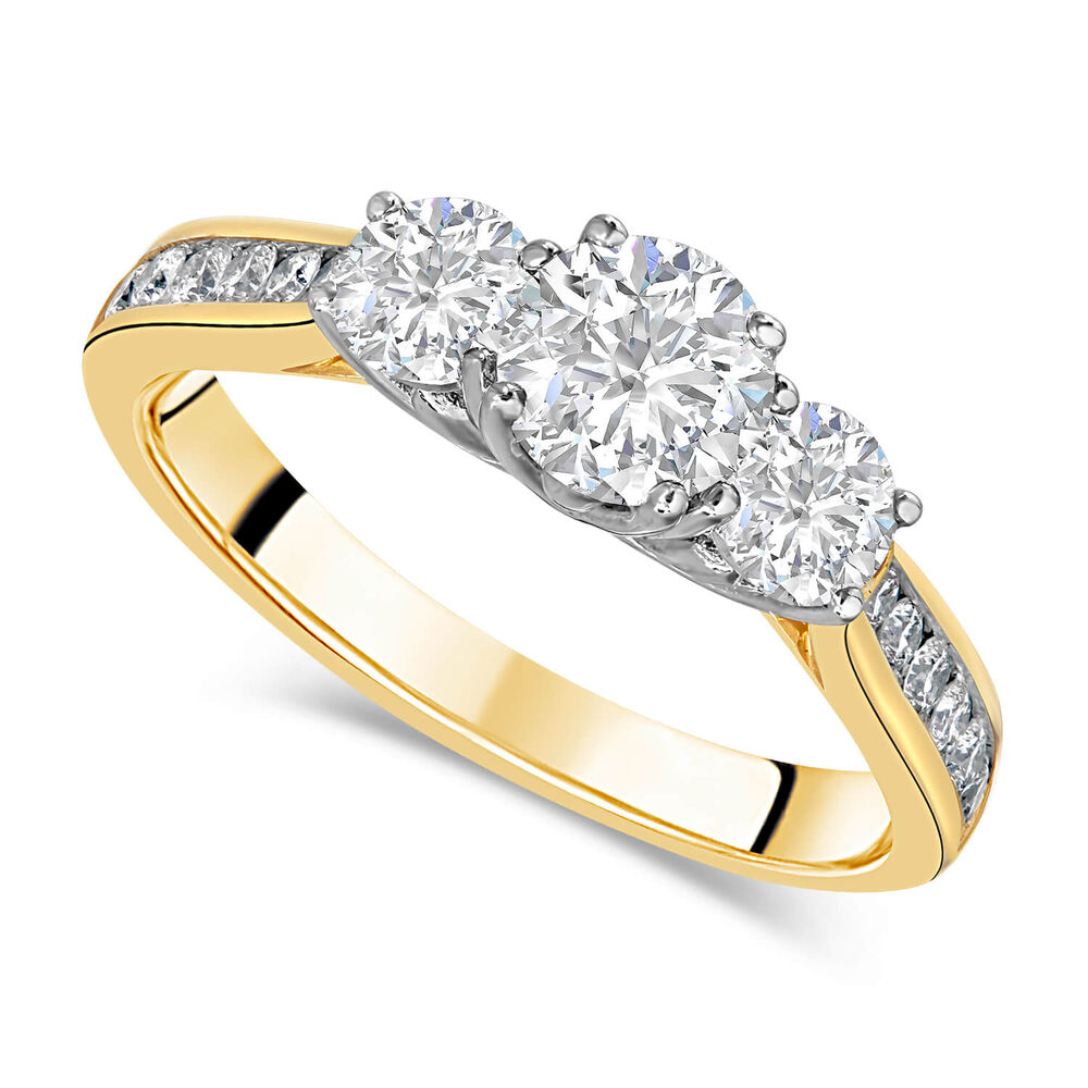 18ct Yellow Gold 1.00ct Trilogy Diamond Tulip Setting Ring