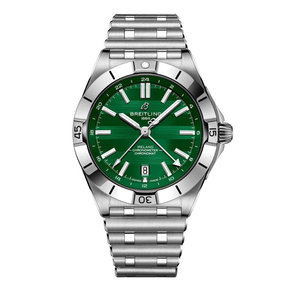 Breitling Chronomat GMT Six Nations Ireland 40mm Green Dial Steel Bracelet Watch