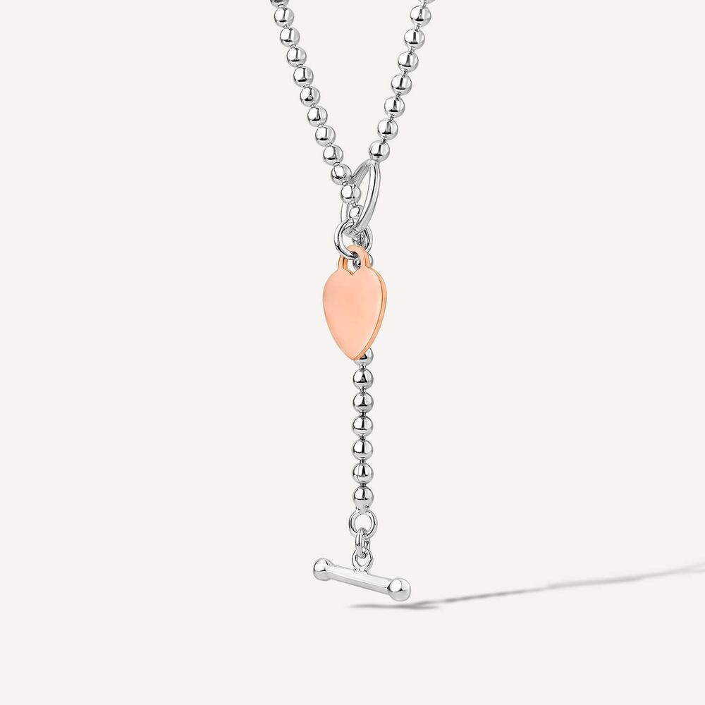 Sterling Silver & Rose Gold Plated Tiffany Heart T-Bar Necklet image number 1