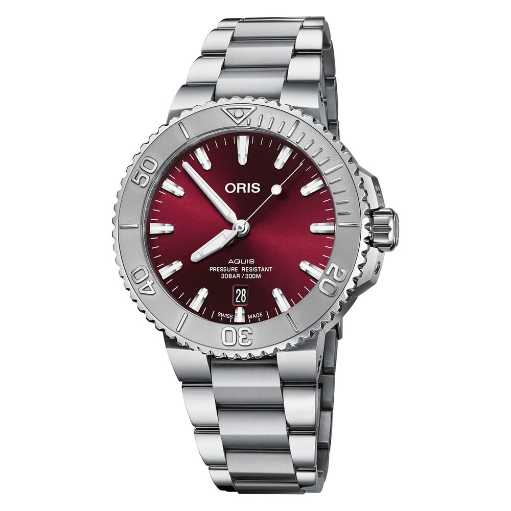 Oris Aquis Calibre 41.5mm Red Dial Steel Bracelet Watch image number 0