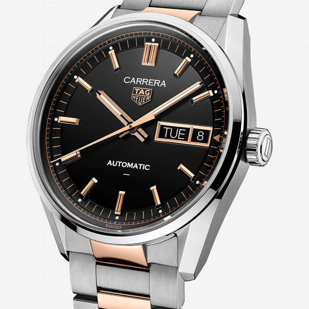 TAG Heuer Carrera Day-Date 41mm Black Dial Two Tone Steel Bracelet Watch