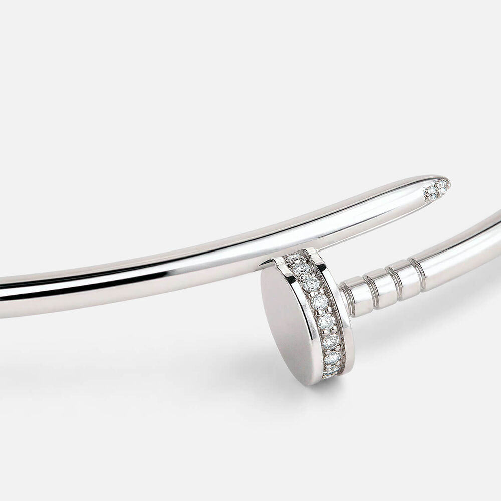Sterling Silver Cubic Zirconia Nail Bangle