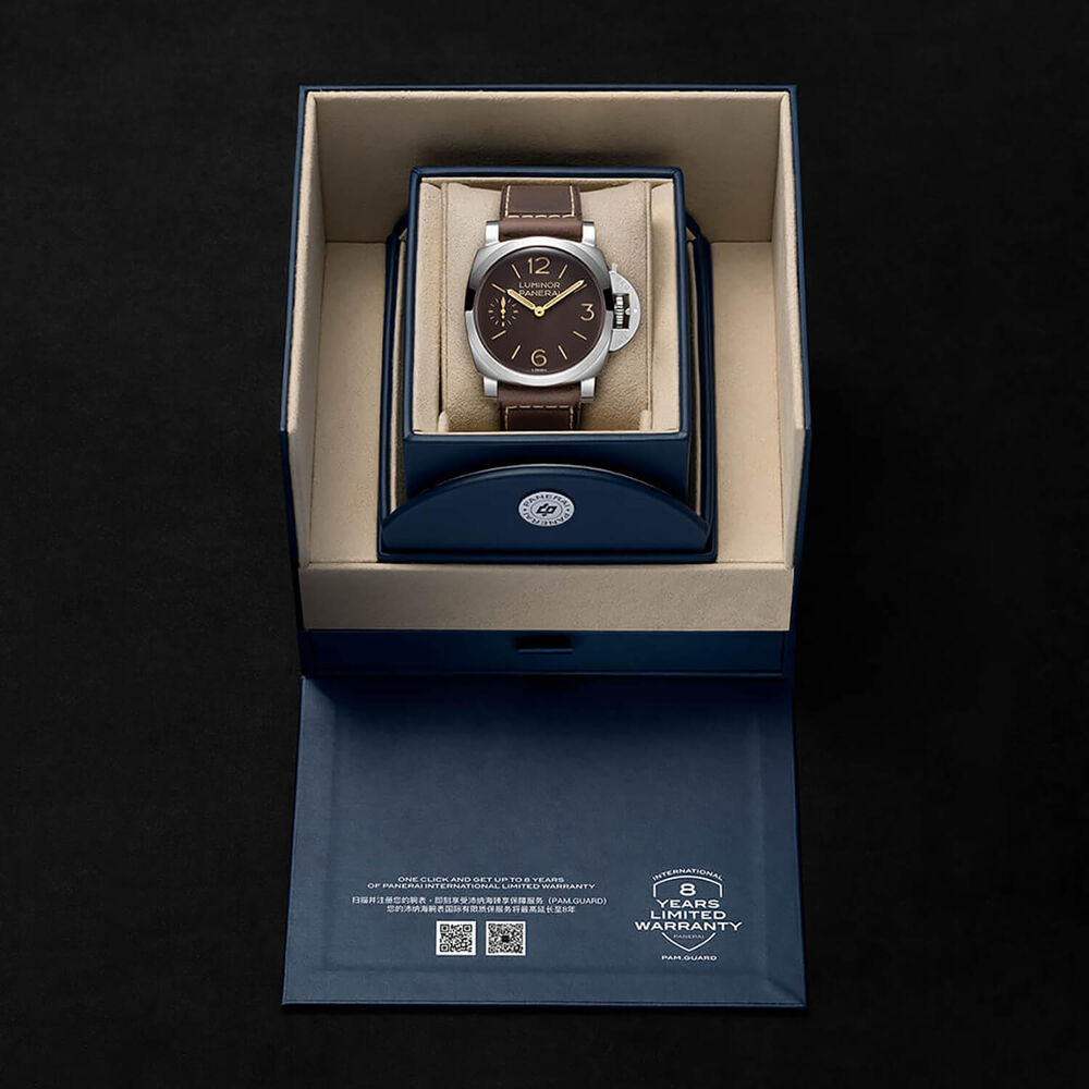 Panerai Luminor 44mm Tobacco Dial Dark Brown Leather Strap Watch
