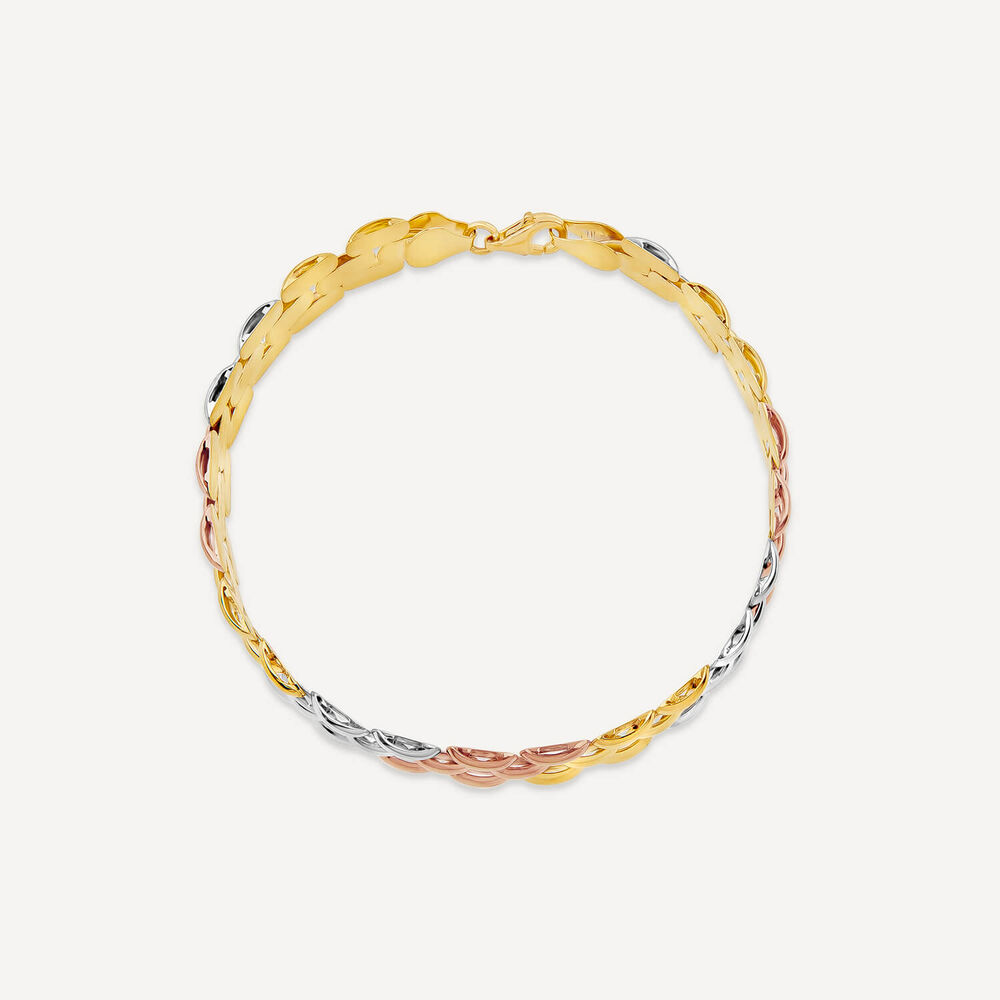 9ct Yellow & White & Rose Gold Polished Bar Track Bracelet image number 4
