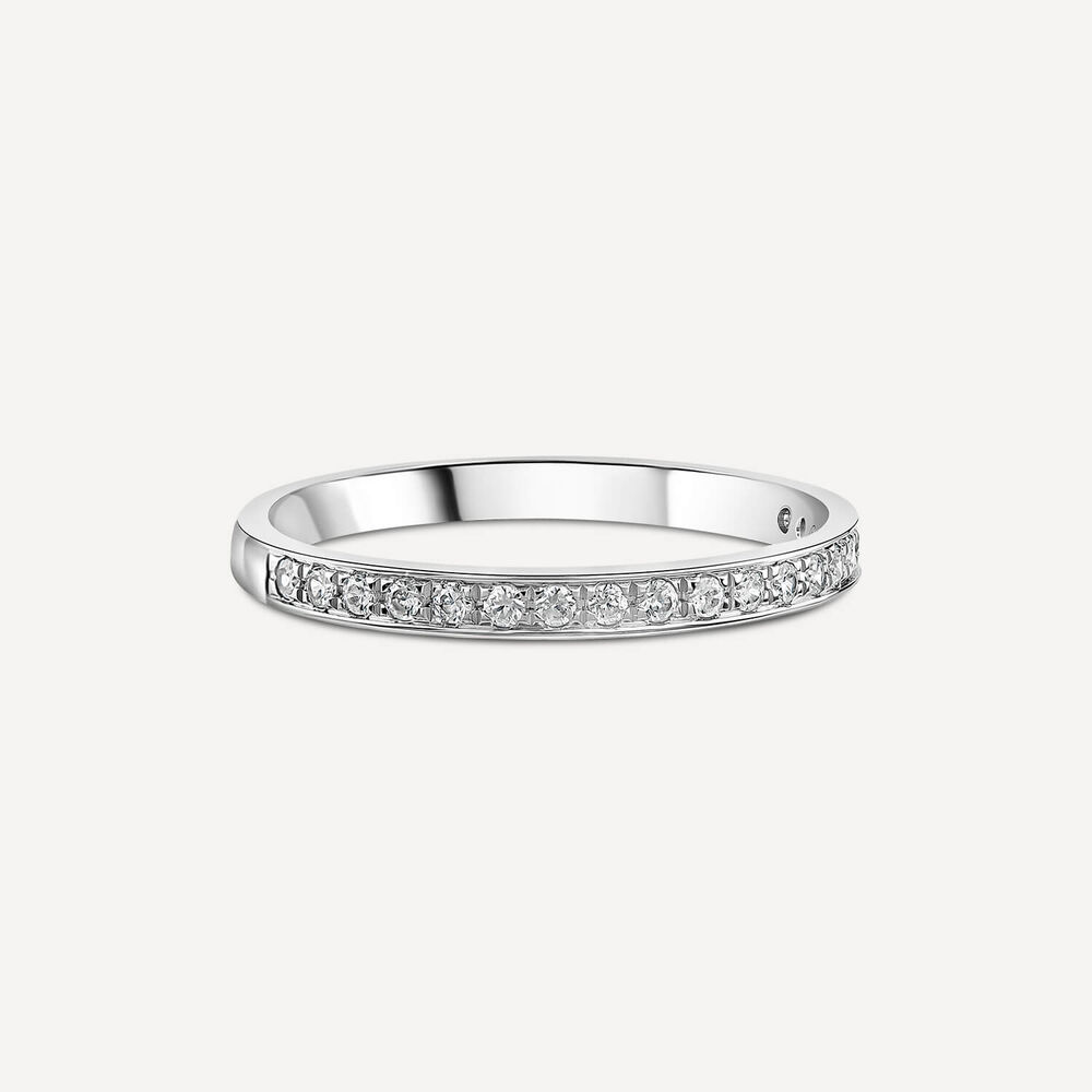 18ct White Gold 2mm Pave 0.15ct Diamond Wedding Ring image number 2