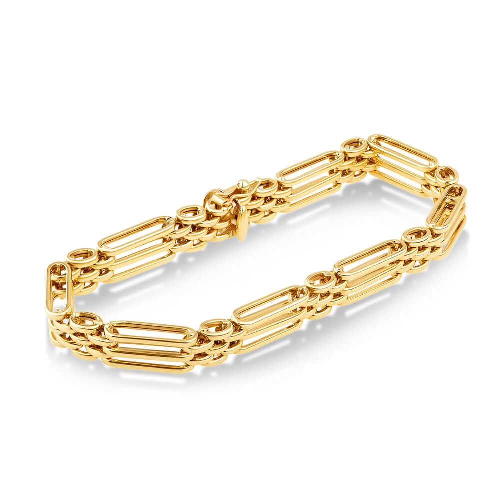 9ct Yellow Gold Box Clasp 3 Bar Gate Ladies Bracelet