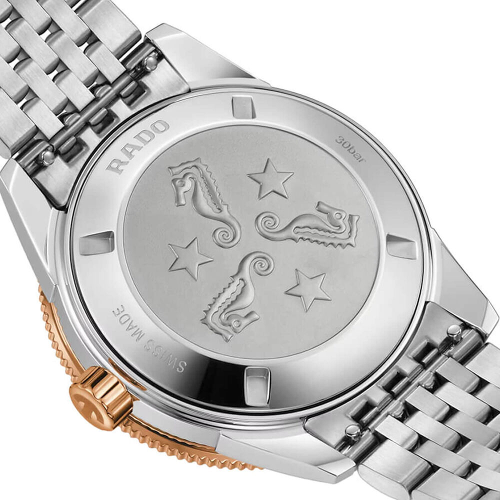 Rado Captain Cook Automatic 39mm Blue Dial Rose Gold PVD Steel Bracelet Watch image number 3