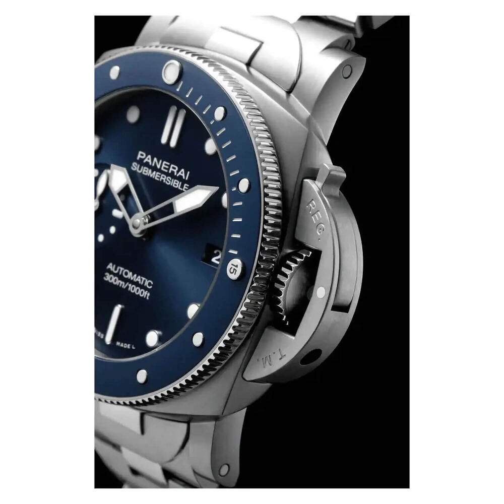 Panerai Submersible 42mm Blu Notte Blue Dial Silver Bracelet Watch image number 2