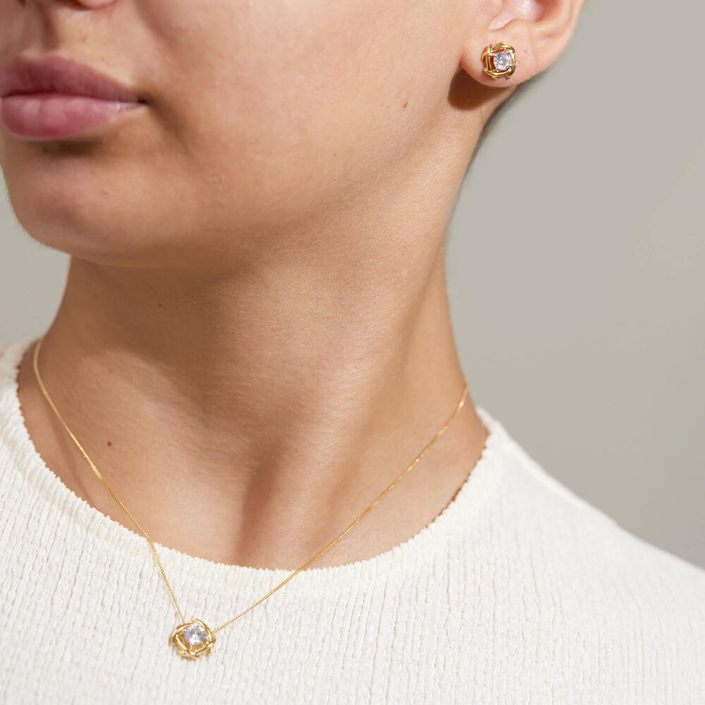 9ct Yellow Gold 1.00ct Lab Grown Entwined Love Knot Stud Earrings image number 5