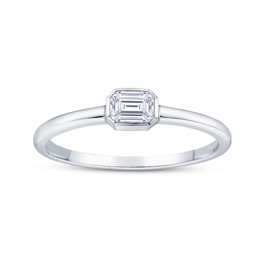 Born Contour 9ct White Gold 0.25ct Emerald Lab Grown Diamond Bezel Set Ring