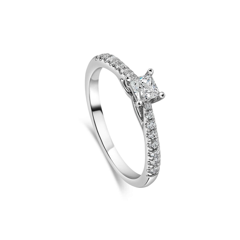 Platinum Orchid Setting Princess Cut Diamond With 0.50 Carat Ring image number 0