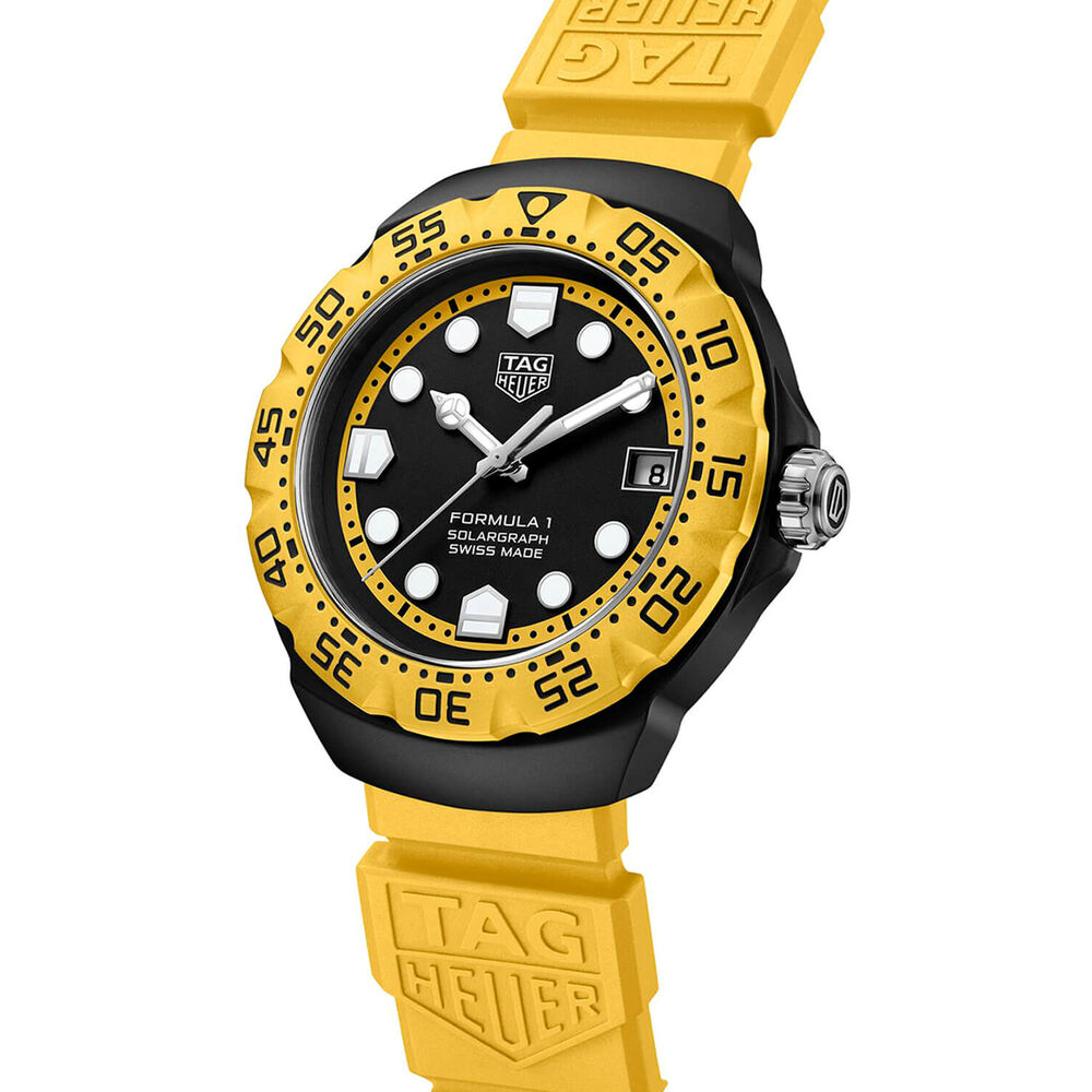 TAG Heuer Formula 1 Solargraph 38mm Black Dial Yellow Bezel Rubber Strap Watch