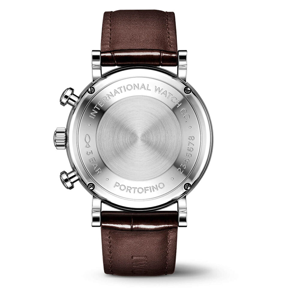 IWC Schaffhausen Portofino Chronograph 39 Black Dial Brown Strap Watch