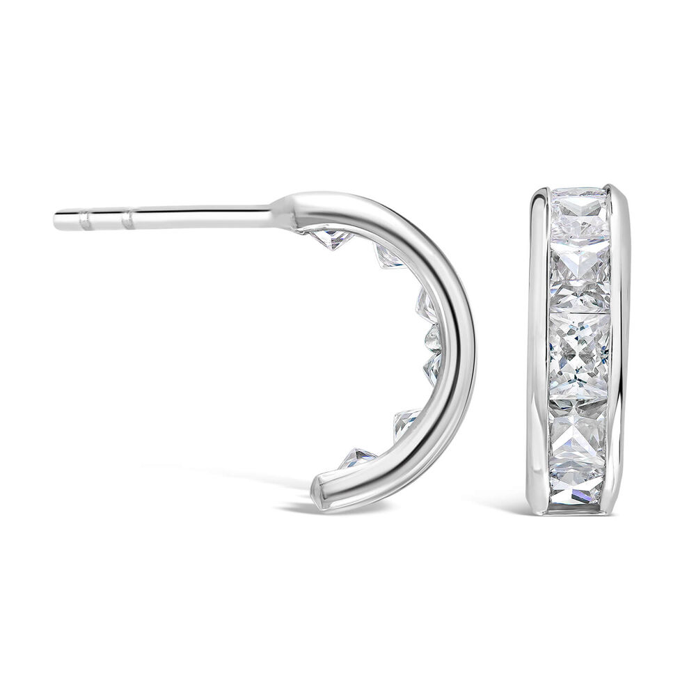 9ct white gold cubic zirconia channel-set earrings image number 1