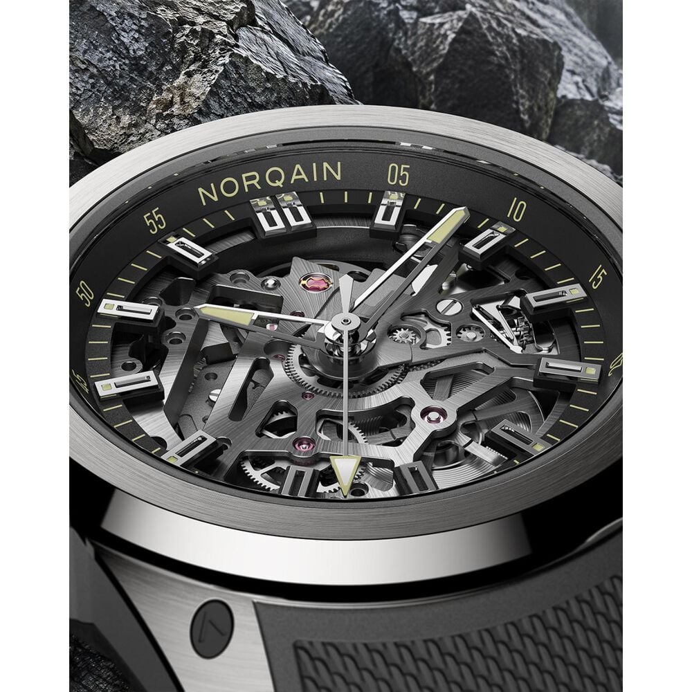 NORQAIN Wild ONE Skeleton 39mm Dial Grey Mesh Rubber Strap Watch