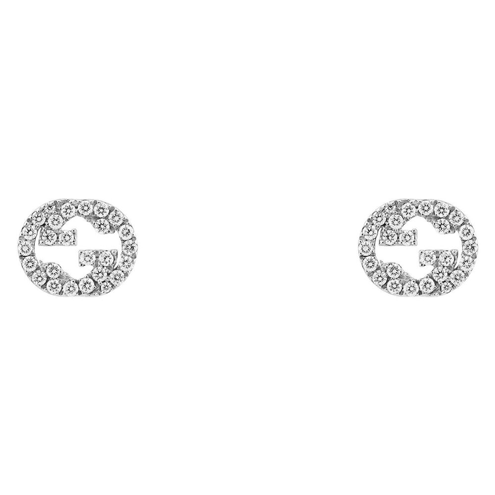 Gucci Interlocking White Gold Diamond Stud Earrings