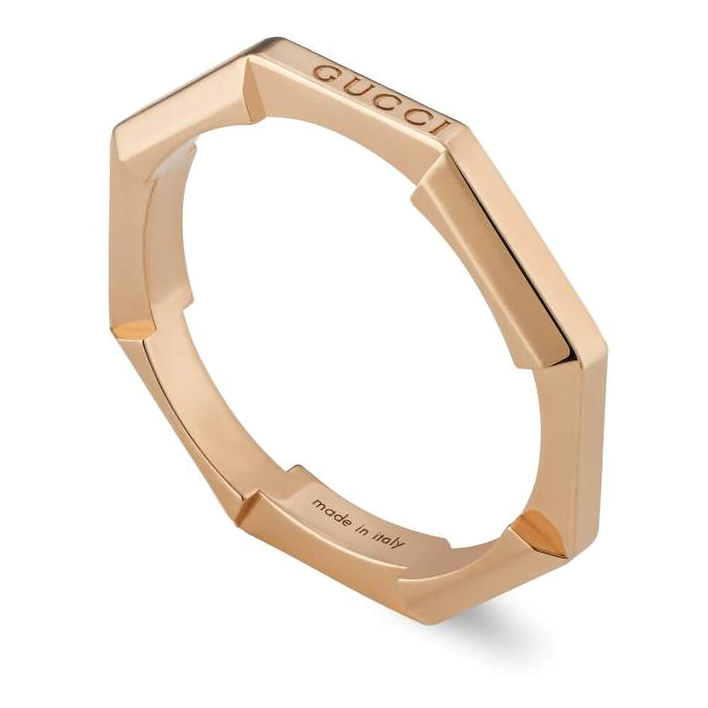 Gucci Link to Love 18ct Rose Gold 3mm Band Plain Ring (UK Size O - P)