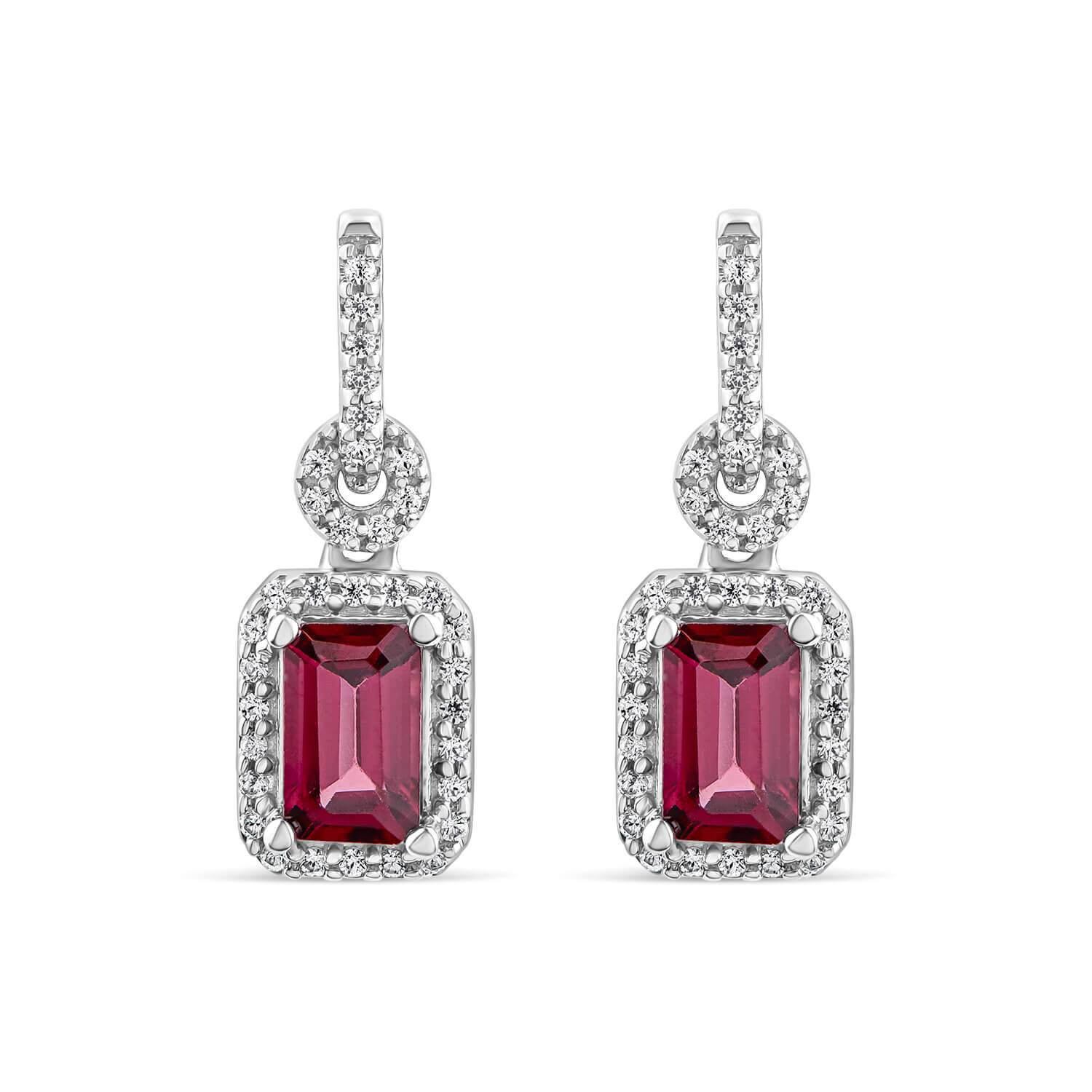Diamond halo drop earrings hotsell