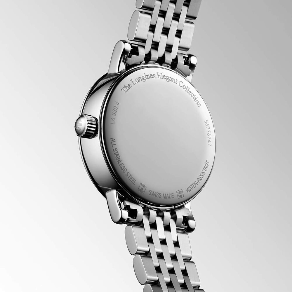 Longines Elegant 30mm White Dial Moonphase Steel Bracelet Watch image number 3