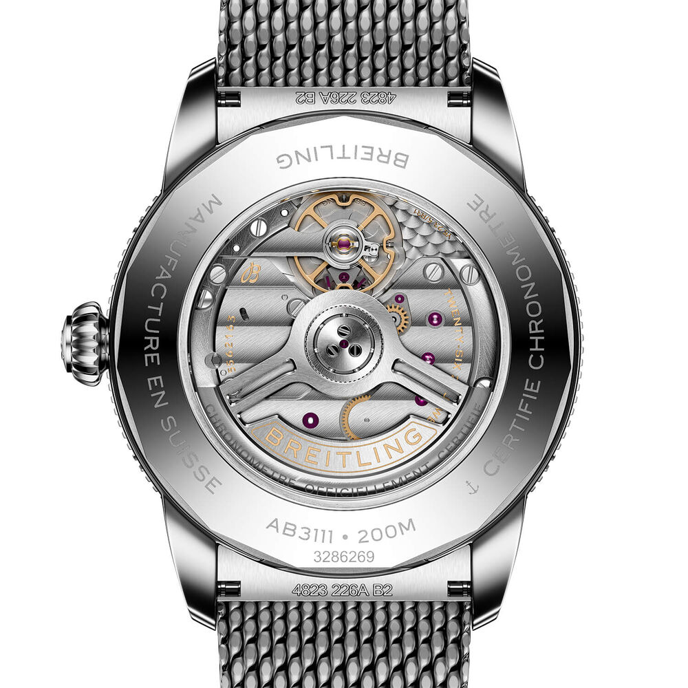 Breitling Superocean Heritage B31 Automatic 42mm Black Dial Mesh Steel Bracelet Watch image number 1