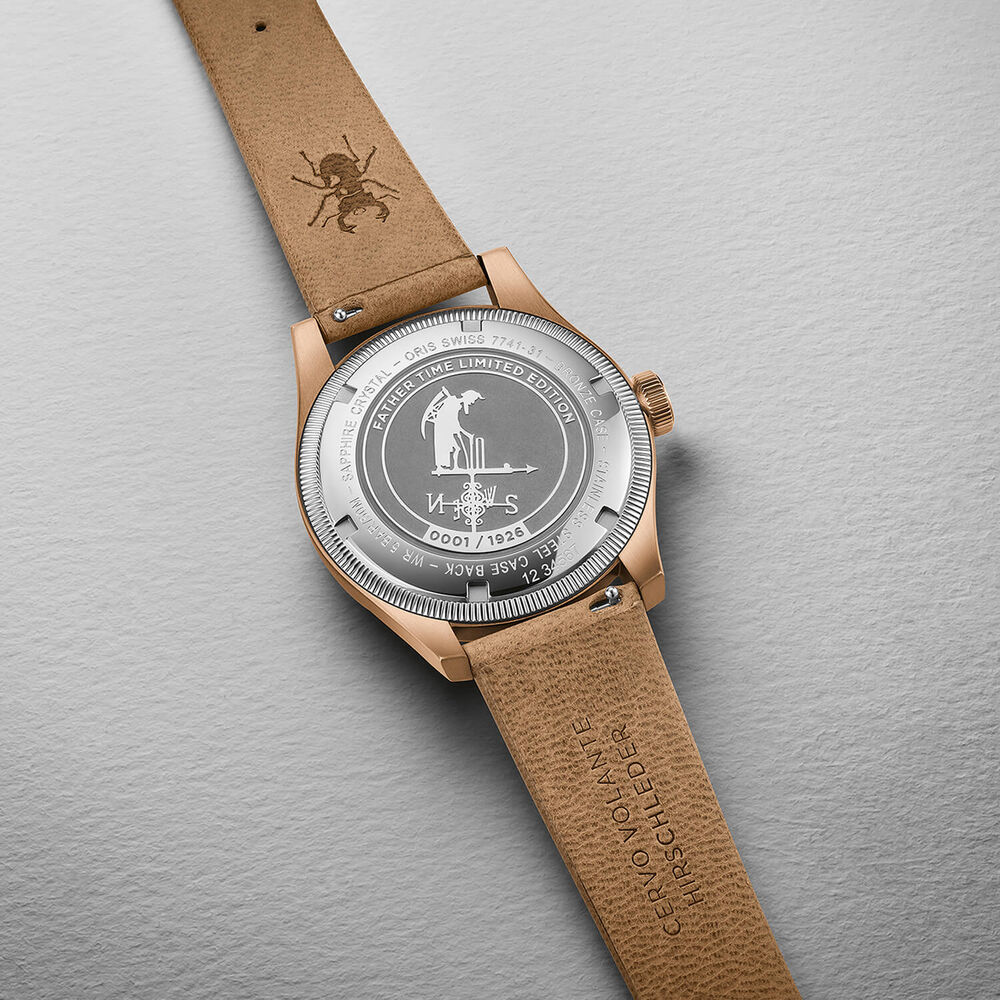 Pre-Owned Oris Big Crown Father Time Limited Edition 40mm White Dial Brown Leather Strap Watch image number 3