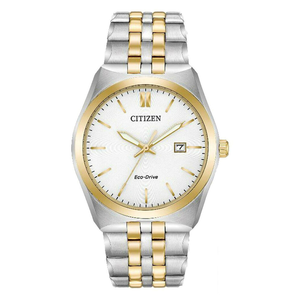 Citizen Eco-Drive White Dial Gold Tone Stainless Steel Bracelet Watch image number 0