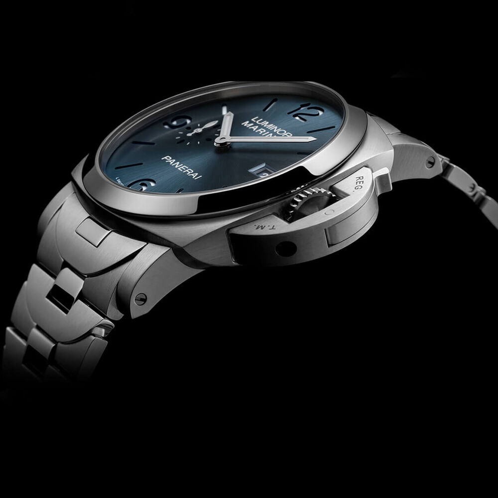 Panerai Luminor Marina 44mm Light Blue Dial Steel Bracelet Watch image number 2
