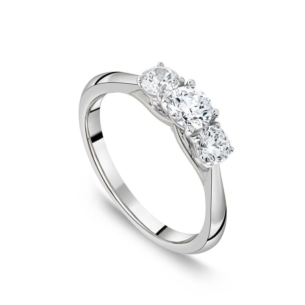 Platinum Orchid Setting 0.75ct Diamond Three Stone Ring