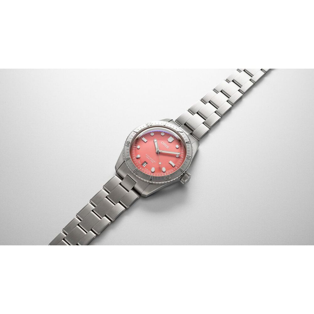 Divers Sixty-Five ‘Cotton Candy’ 38mm Pink Dial Steel Bracelet Watch image number 6