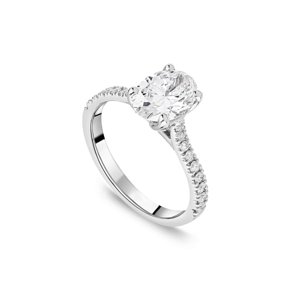 Born Platinum Lab Grown 1.40ct Oval & Diamond Sides Ring