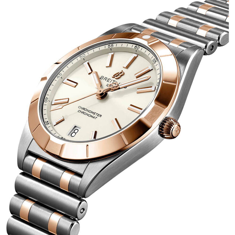 Breitling Chronomat 32mm White Rose Gold Steel Rose Gold Case Watch