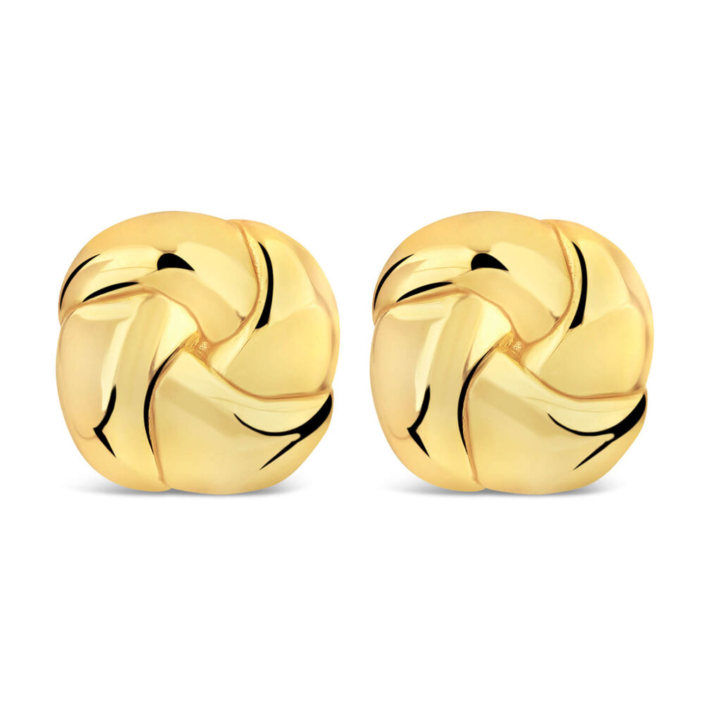 Yellow Gold Plated Sterling Silver Chunky Knot Stud Earrings