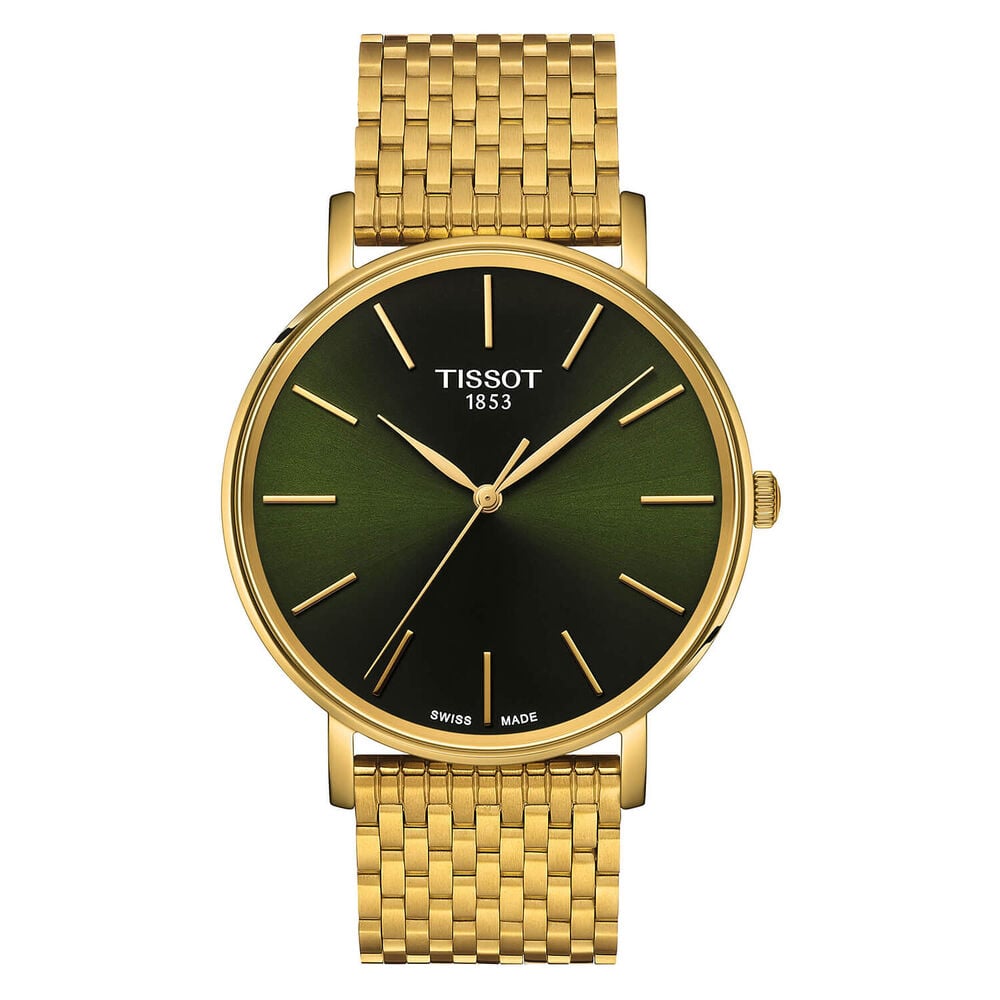 Tissot Everytime 40mm Green Dial Yellow Gold Steel Bracelet Watch