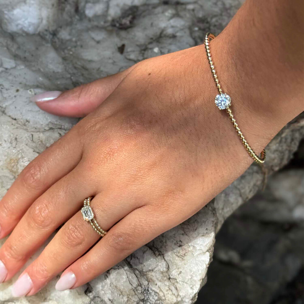 Born Granules 9ct Yellow Gold Lab Grown 1.00ct Round Diamond Beaded Bangle image number 8