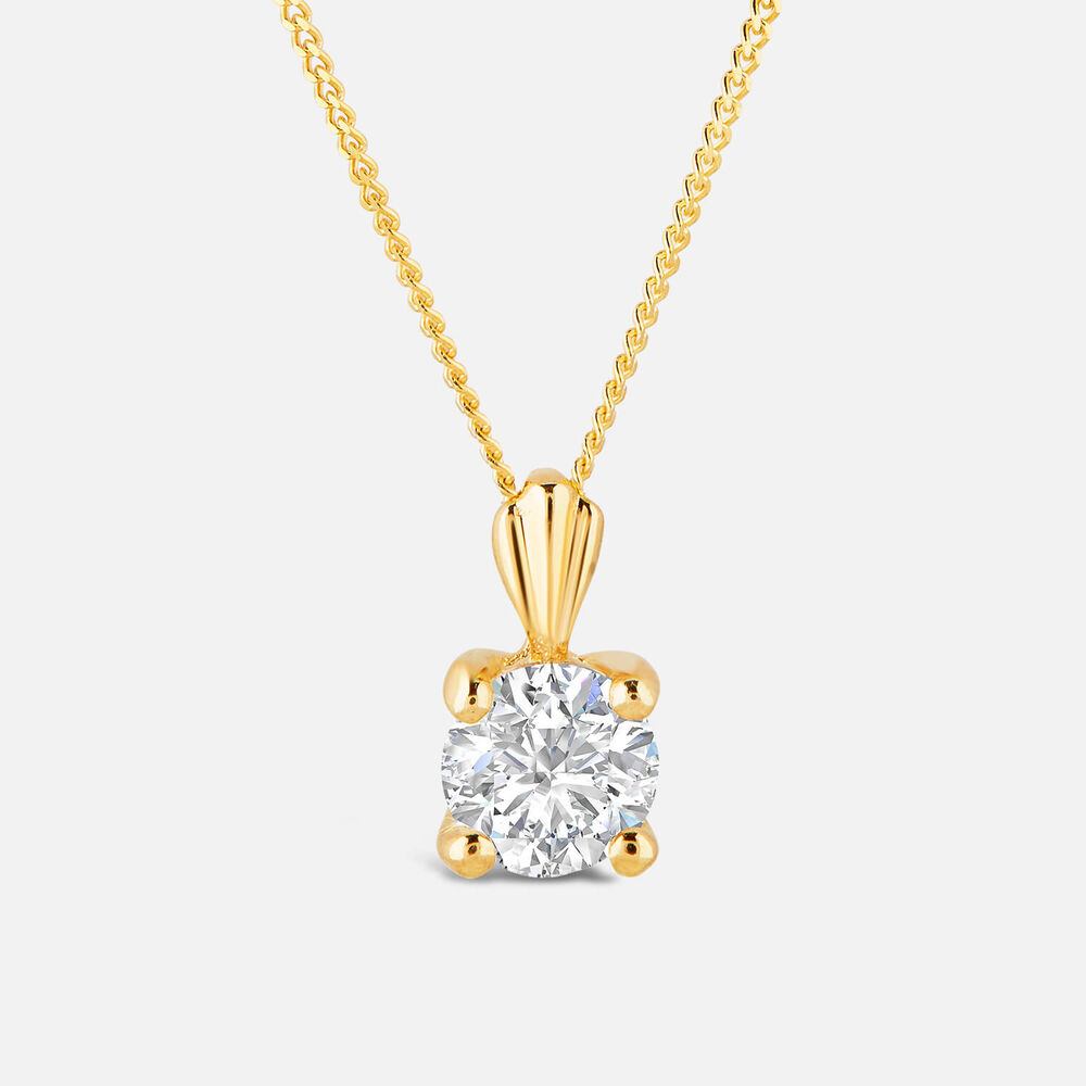 9ct Gold 6.5mm Four Claw Cubic Zirconia Set Pendant (Chain Included)