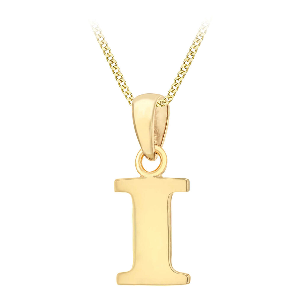 9ct Yellow Gold Plain Initial I Pendant With 16-18' Chain (Special Order) (Chain Included) image number 0