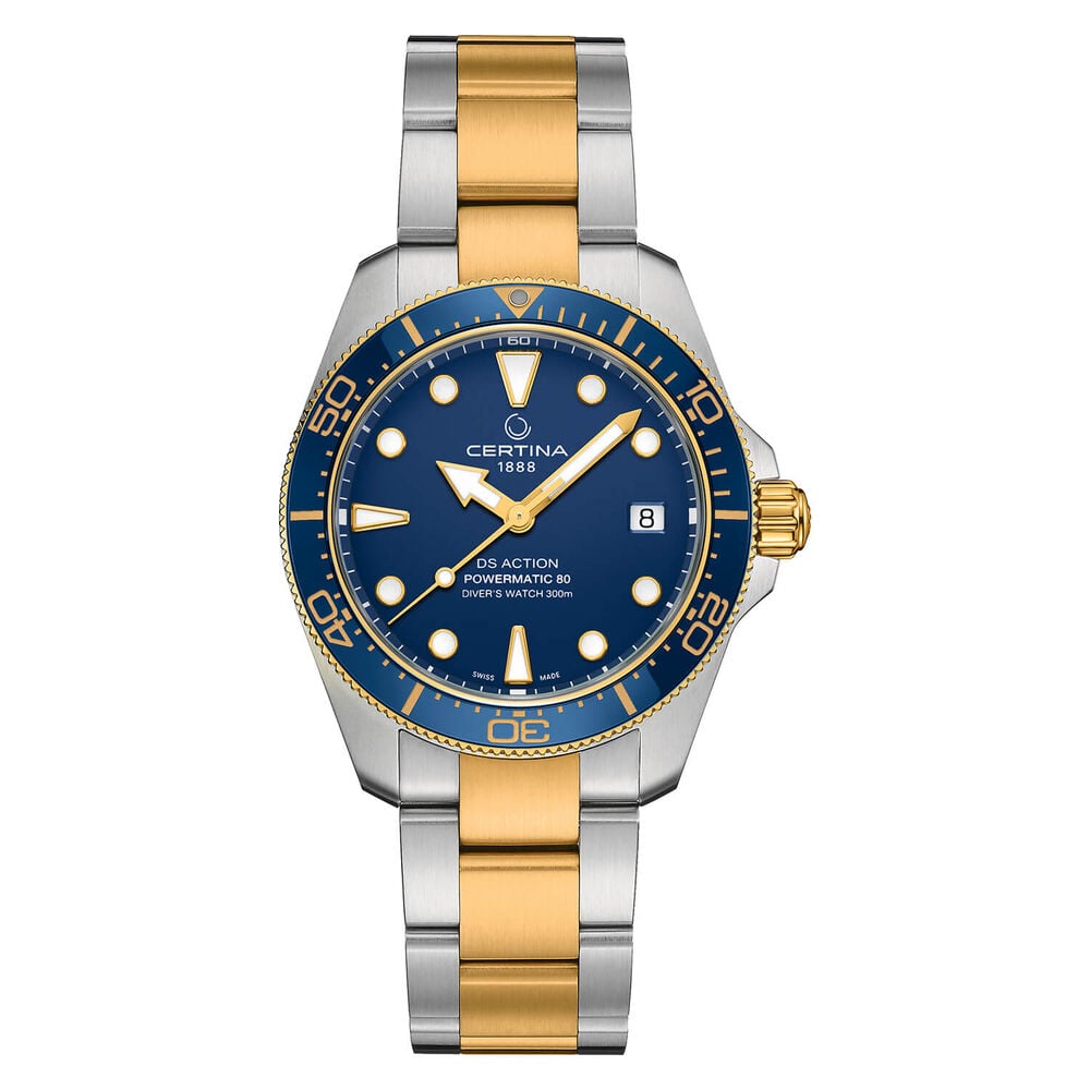 Certina DS Action Diver Powermatic 80 38mm Blue Dial Gold PVD Steel Bracelet Watch image number 0