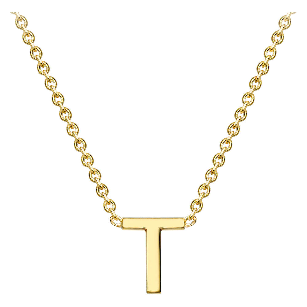 9 Carat Yellow Gold Petite Initial T Necklet image number 1