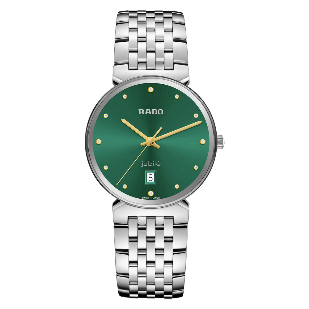 Rado Florence 38mm Green Dial Diamond Dots Steel Bracelet Watch image number 0