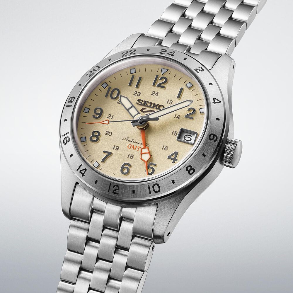 Seiko 5 Sports Field GMT Desert Sand 39.4mm Steel Case & Bracelet Watch