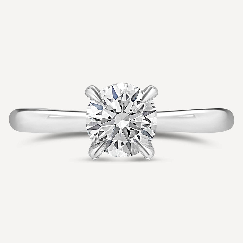 Platinum 1.01ct Round Diamond Four Claw Solitaire Ring image number 2