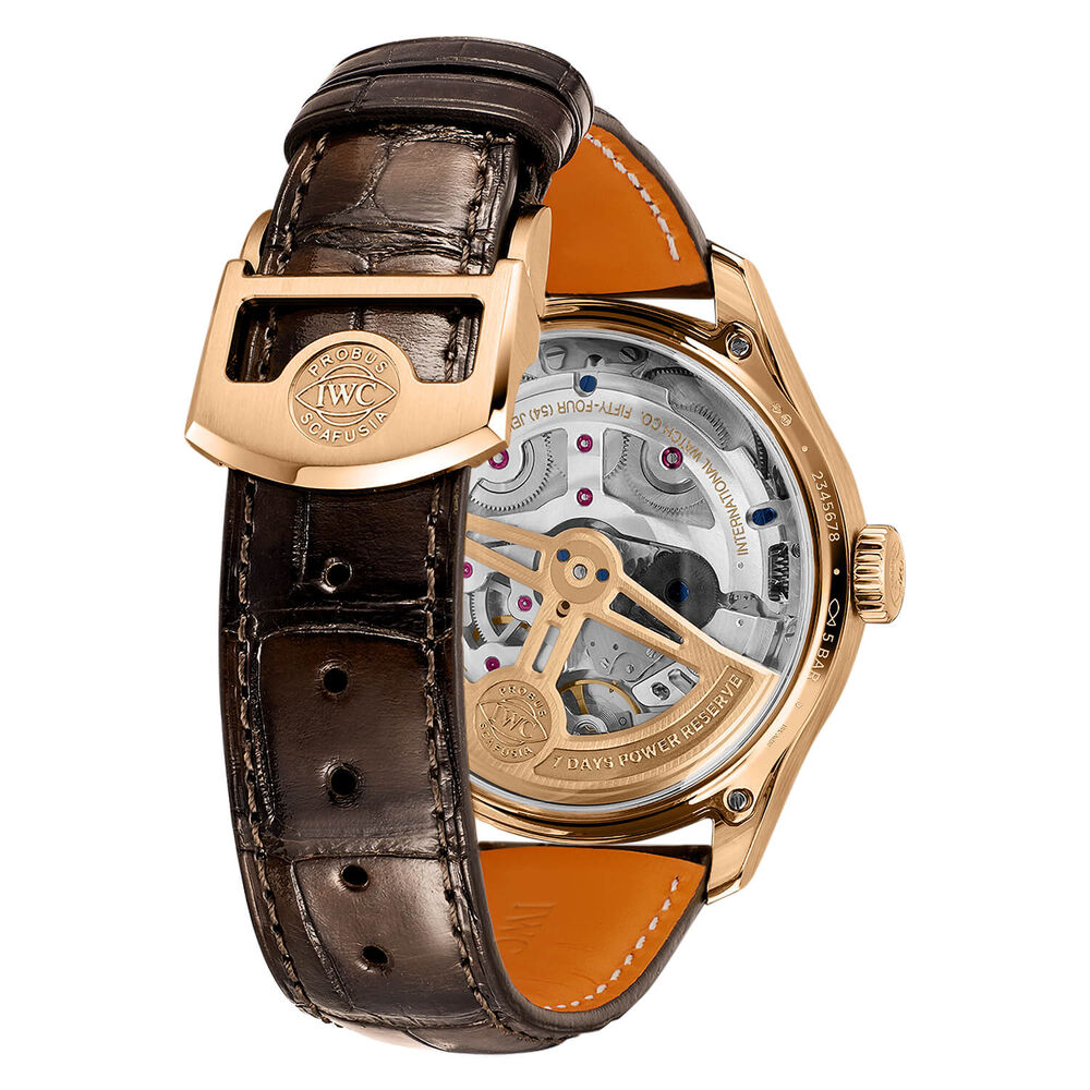 IWC Schaffhausen Portugieser Perpetual Calendar 44 Silver Moon Dial Brown Leather Strap Watch image number 3