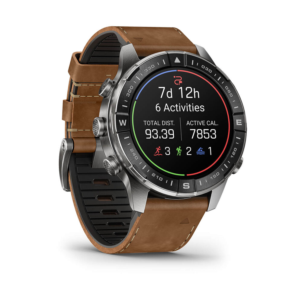 Garmin MARQ Adventurer (Gen 3) 47mm Grade 5 Titanium Case Brown Italian Leather Watch