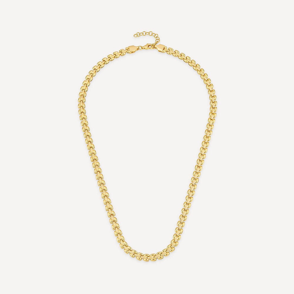 Silver & Yellow Gold Plated Brick Link Necklet
