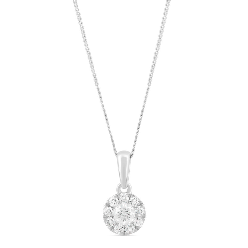 9ct White Gold 0.33ct Diamond Halo Pendant image number 0