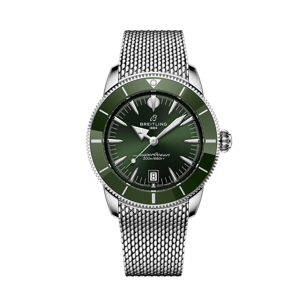 Breitling Superocean Heritage B31 Automatic 42mm Green Dial Mesh Steel Bracelet Watch image number 0