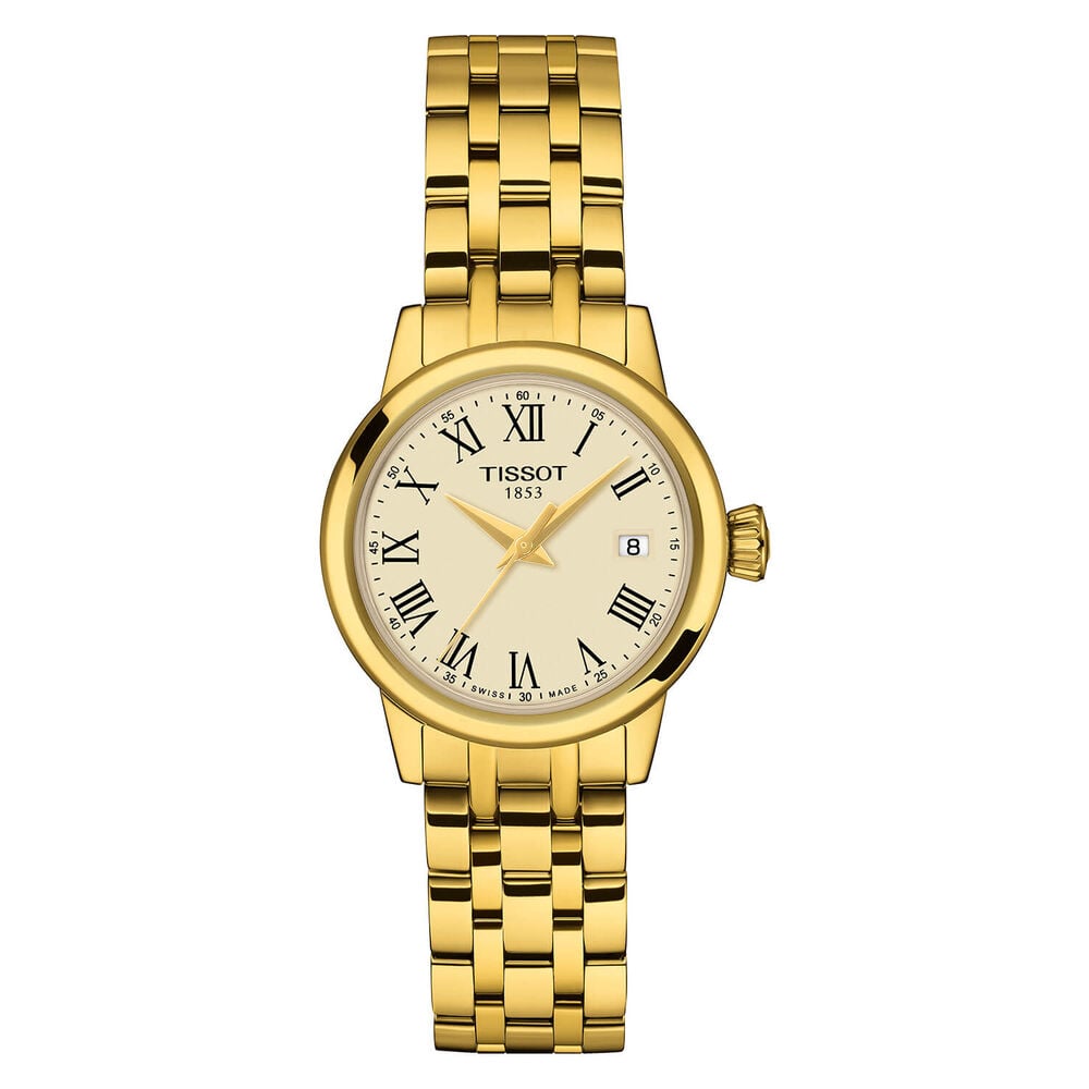 Tissot Classic Dream 28mm Ivory Dial Yellow Gold PVD Steel Bracelet Watch