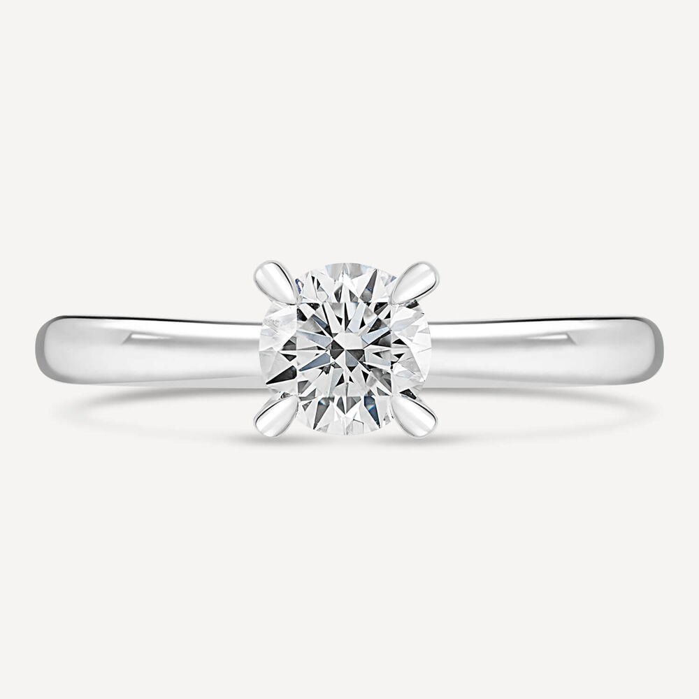 Platinum 0.61ct Round Diamond Four Claw Solitaire Ring image number 1